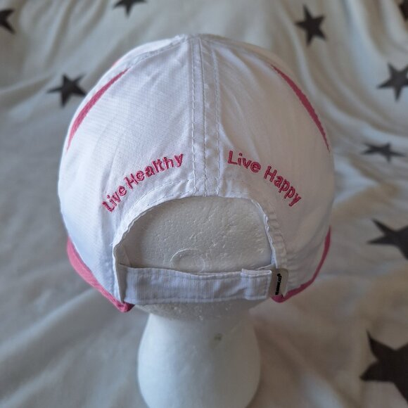 Headsweats Live Ultimate White & Pink Running Hat Cap Healthy Happy - Picture 6 of 11